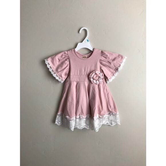 Blush Pink Lace Flower Girl Dresses- bundle of 4 - Picture 9 of 10